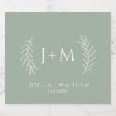 Boho Floral Sage Green Wedding Schaumweinetikett (Einzelnes Label)