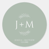 Boho Floral Sage Green Wedding Sticker (Vorderseite)