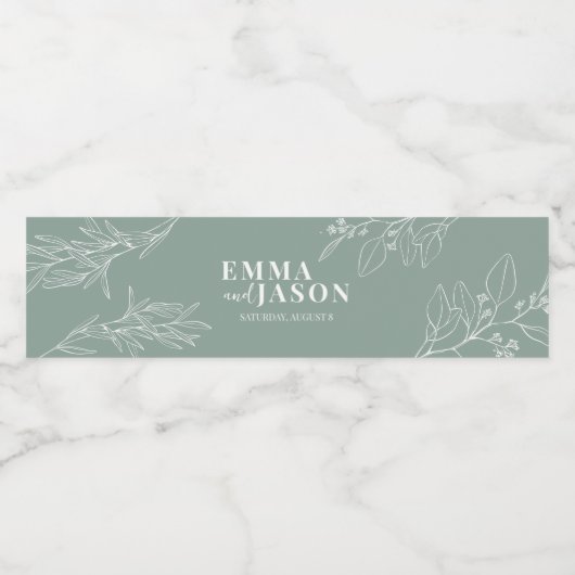 Boho Floral Salbei Green Wedding Water Flasche Lab Wasserflaschenetikett (Einzelnes Label)