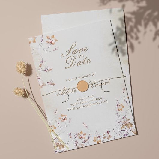 Boho Floral Save the Date Card