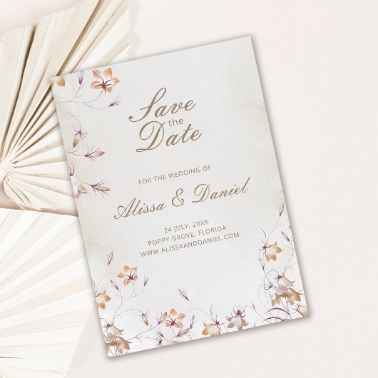 Boho Floral Save the Date Card