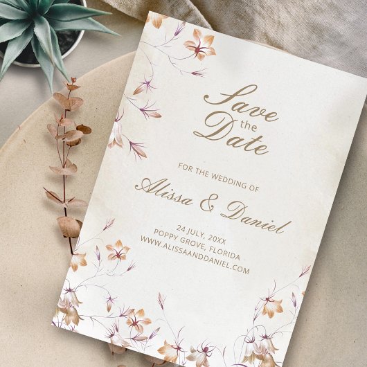 Boho Floral Save the Date Card