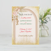 Boho-Floral Save-the-Date-Karte mit goldenen Funke Save The Date (Stehend Vorderseite)