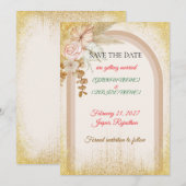 Boho-Floral Save-the-Date-Karte mit goldenen Funke Save The Date (Vorne/Hinten)