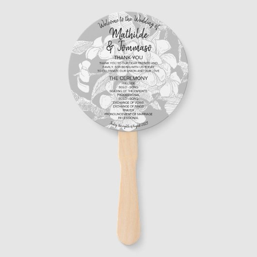 Boho Floral Schwarz-weiß Modern Wedding Program Fächer (Vorderseite)