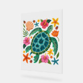 Boho Floral Sea Turtle Acrylschild (Winkel)