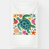 Boho Floral Sea Turtle Banner (Vertikal)