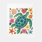 Boho Floral Sea Turtle Fleecedecke (Vorderseite)