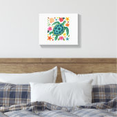 Boho Floral Sea Turtle Leinwanddruck (Insitu (Schlafzimmer))