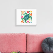 Boho Floral Sea Turtle Leinwanddruck (Insitu (Wohnzimmer))