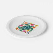 Boho Floral Sea Turtle Pappteller (Schrägansicht)