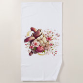Boho Floral Sea Turtle Pink Blossom Strandtuch (Vorderseite)