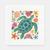 Boho Floral Sea Turtle Serviette (Vorderseite)