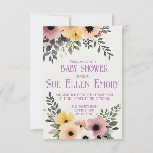 BOHO FLORAL SHOWER INVITATION (Vorderseite)