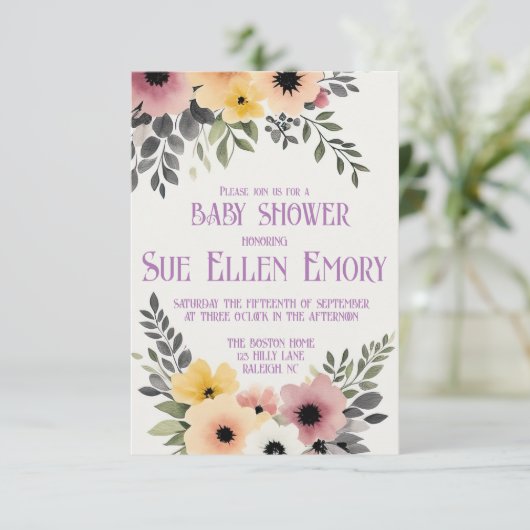 BOHO FLORAL SHOWER INVITATION (Stehend Vorderseite)
