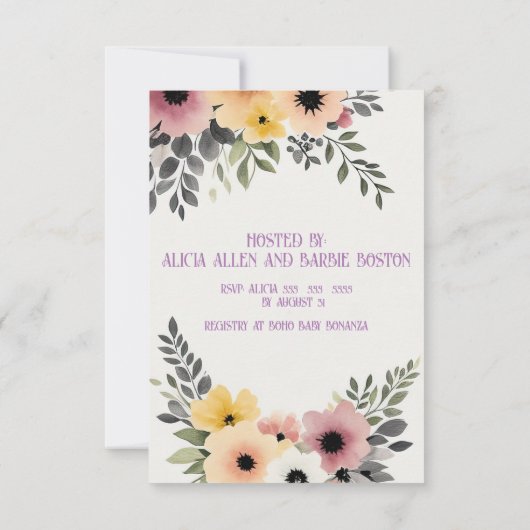 BOHO FLORAL SHOWER INVITATION (Rückseite)