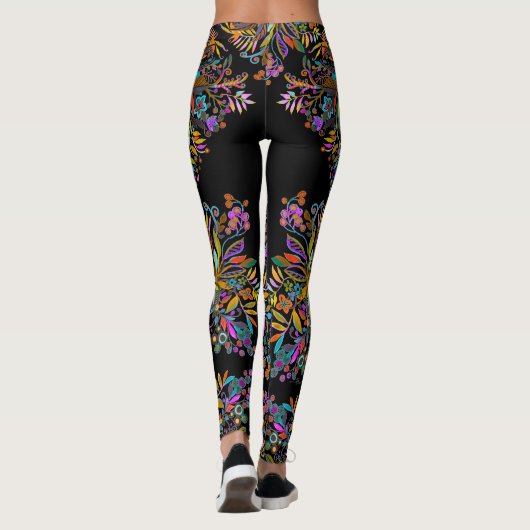 Boho Floral Side Streifen Leggings (Rückseite)