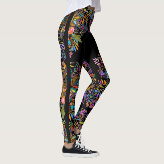 Boho Floral Side Streifen Leggings (Rechts)