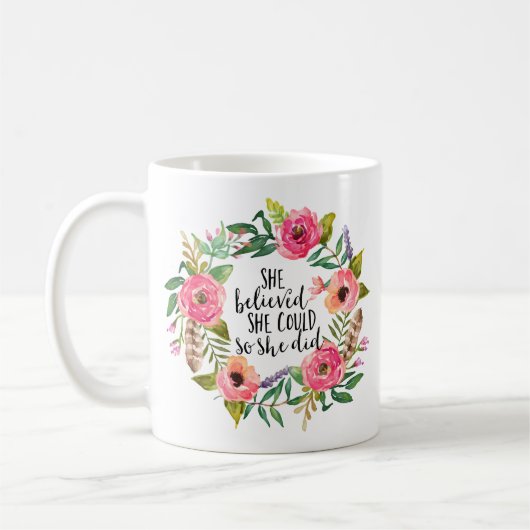 Boho floral Sie glaubte, sie könne so Kaffeetasse (Links)