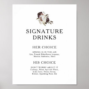 Boho Floral Signature Drinks unterzeichnen Poster