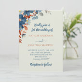Boho Floral Silver Wedding Einladung (Stehend Vorderseite)