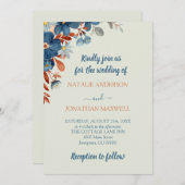 Boho Floral Silver Wedding Einladung (Vorne/Hinten)