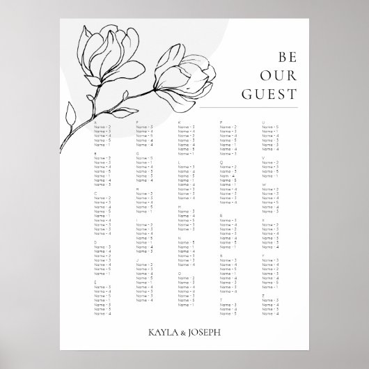 Boho Floral Simple Alphabetic Seekartenzeichen Poster (Vorne)
