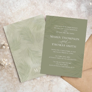 Boho Floral Simple Watercolor Green Palm Blätter Einladung