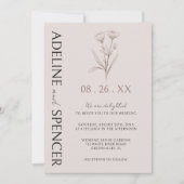 Boho Floral Sketch Modernes Foto Hochzeit Einladung (Vorderseite)