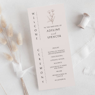 Boho Floral Sketch Modernes Foto Hochzeitsprogramm