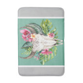 Boho Floral Skull Aquamarin & Chic Gray Modern Gla Badematte (Vorderseite Vertikal)