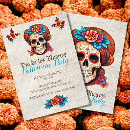 Boho Floral Skull Dia de Muertos Einladungen