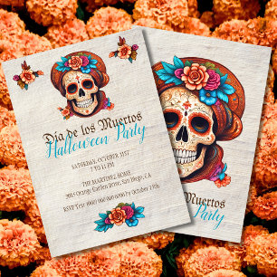Boho Floral Skull Dia de Muertos Einladungen
