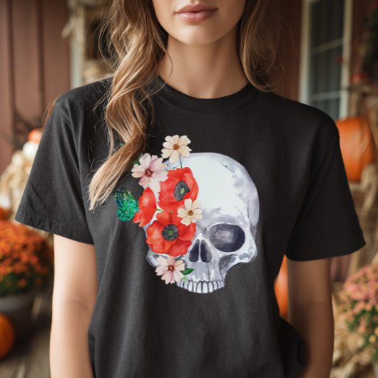 Boho Floral Skull T - Shirt