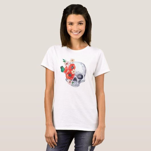 Boho Floral Skull T - Shirt (Vorne ganz)