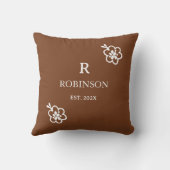 Boho Floral Soft Burnt Orange | Monogramm Kissen (Rückseite)