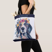 Boho Floral Spanel Dog Aquarellfarben Illustration Tasche (Von Nahem)