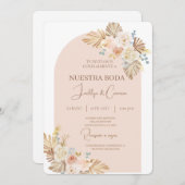 Boho Floral Spanish Wedding Einladung (Vorne/Hinten)