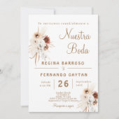Boho Floral Spanish Wedding Einladung (Vorderseite)