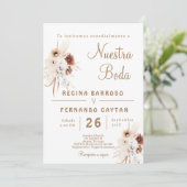 Boho Floral Spanish Wedding Einladung (Stehend Vorderseite)