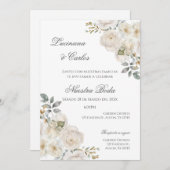 Boho Floral Spanish Wedding Einladung (Vorne/Hinten)