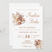 Boho Floral Spanish Wedding Einladung (Vorne/Hinten)
