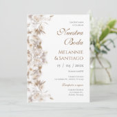 Boho Floral Spanish Wedding Einladung (Stehend Vorderseite)