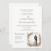 Boho Floral Spanish Wedding Einladung (Vorne/Hinten)