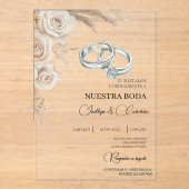 Boho Floral Spanish Wedding Invitation Acryleinladungen (Vorderseite)