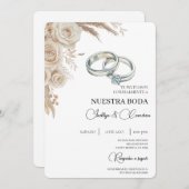 Boho Floral Spanish Wedding Invitation Einladung (Vorne/Hinten)