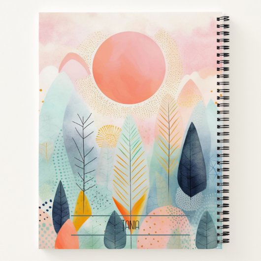 Boho Floral Spiral Notebook - Custom Notizblock (Rückseite)