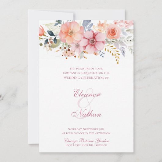 Boho Floral Spring Summer Wedding Save The Date (Vorderseite)