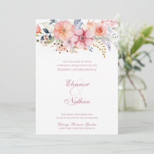 Boho Floral Spring Summer Wedding Save The Date (Stehend Vorderseite)