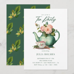 Boho Floral Spring   Teacup Tee Party Einladung